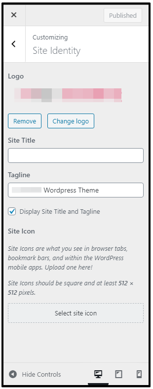 WP Customizer - Site Identity