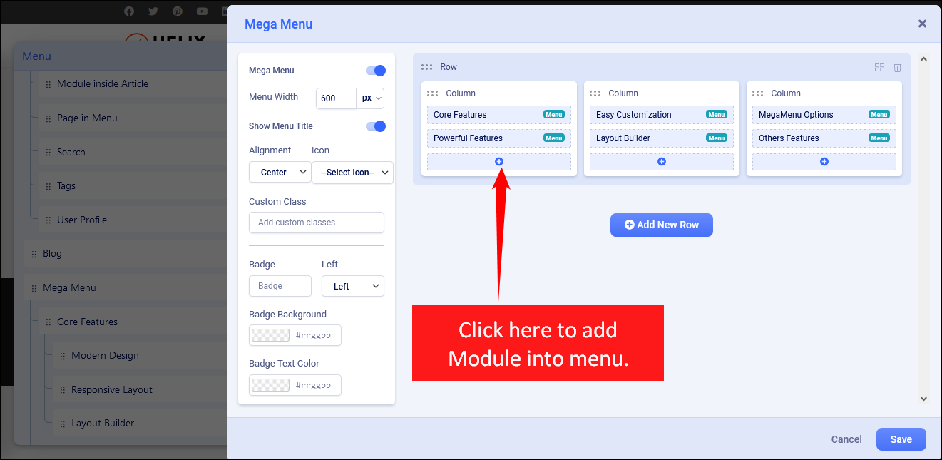 Helix UTM 2 - Navigation - Submenu - Add module